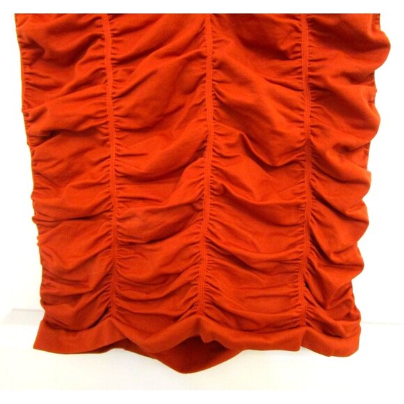 BCBG MAXAZRIA Orange Ruched Stretch Wide Strap Blouse/Tank Top - Size Med/Large - Picture 8 of 15
